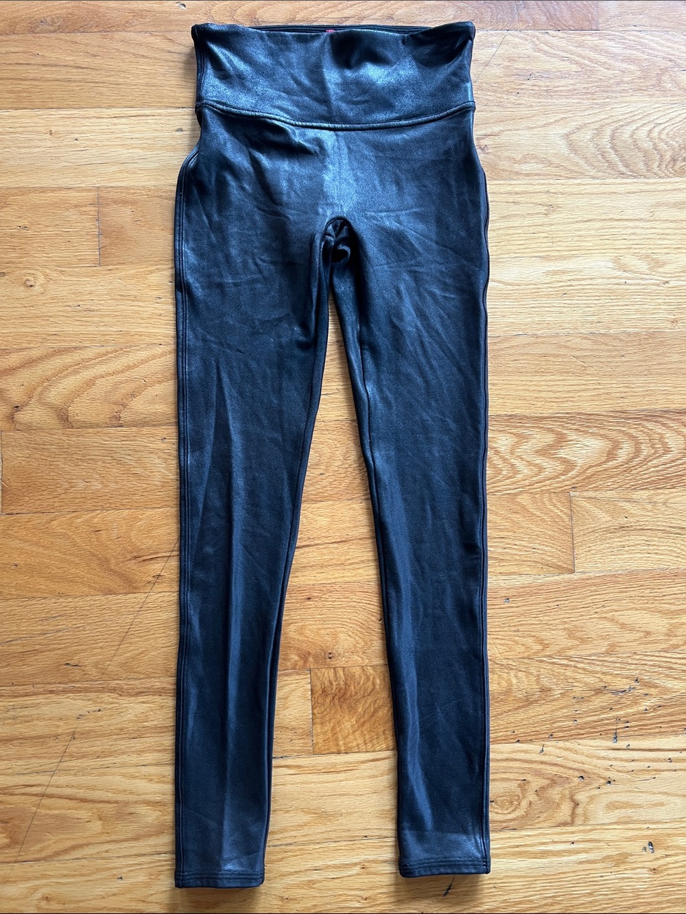 SPANX Faux Leather High-Waist Black Leggings Size Small